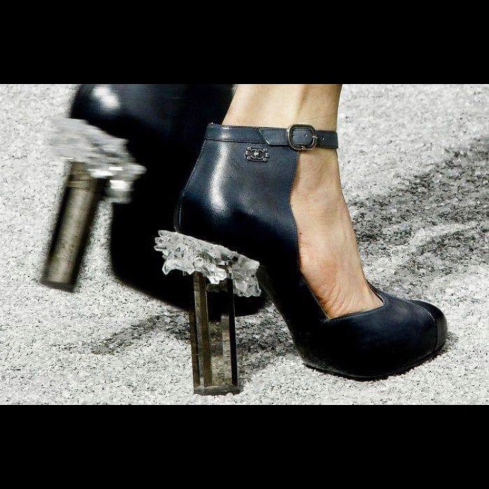 Chanel Half d'Orsay Ice Block Ankle Boots Size 37